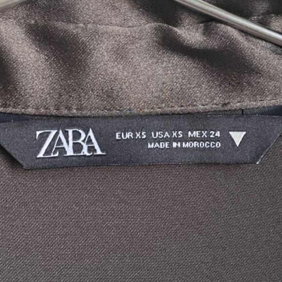 Zara Women's Short Satin Effect Wrap Mini Dress in Charcoal Size XS - Picture 4 of 5